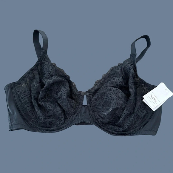 NWT Auden Size 40DDD Black Lace Unlined Full Coverage Underwire Bra Adjustable - Picture 1 of 4